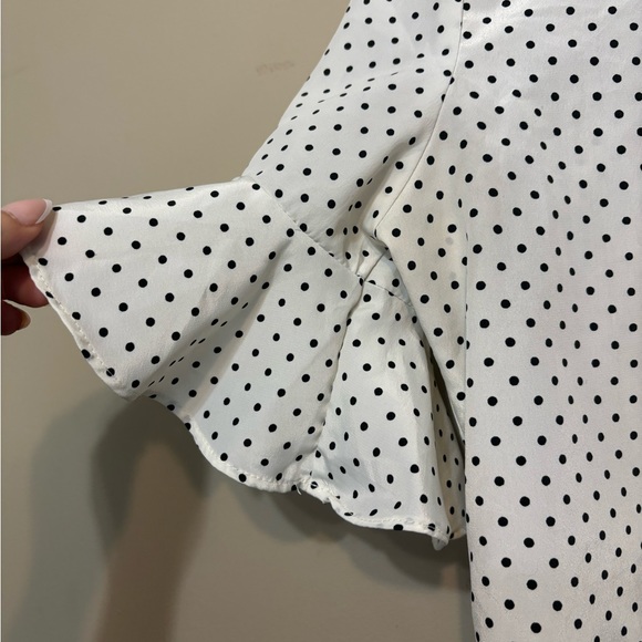 LUCKY CHARM Polka Dot Ruffle Sleeve V-Neck Top - Picture 2 of 5
